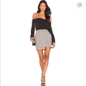 JOA “asymmetrical mini skirt” in Grey Plaid